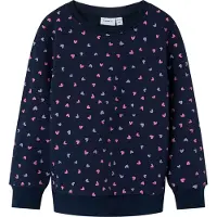 Name it Sweatshirt - Noos - NmfDavina - Dark Sapphire/Heart - - 3 år (98) - Sweatshirt