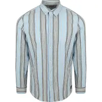 Scotch & Soda Skjorta Crinkled Stripe Ljusblå Blå ångfärgad Storlek