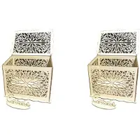 Semoic 2X Diy Rustic Hollow Wooden Knot Wedding Gift Card Box Money Letter Box Wedding Party Sign in Box Large