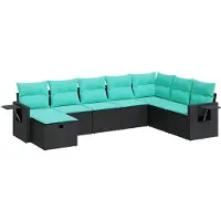 vidaXL Loungegrupp för trädgården med dynor 8 delar svart konstrotting