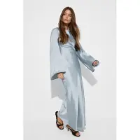Gina Tricot  - Satin wide sleeve maxi dress - satinklänningar - Blå - 36 - Dam