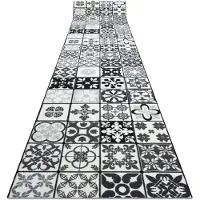 Rugsx Löpare anti-halk AZULEJO PATCHWORK, LISBONPLATTER grå / svart 67x360 cm