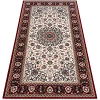 Rugsx Matta Ull NAIN Ornament, ram 6635/51036 beige / rödvin 200x300 cm