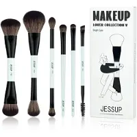 Jessup Makeup Brush Set 6st Double Sided Makeup Brushes Foundation Contour Blush Highlight Blending Eyebrow Brush Eyeshadow Brush Vegan Fiber Fib