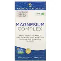 Nordic Naturals Magnesiumkomplex - 90 kapslar | Högupptagande trippel-khelat för stöd av muskler, hjärta och hjärna | Icke-GMO & certifierat veganskt