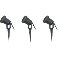 LINDBY markspettspotlight Nielas, 3-pack, antracit, stickkontakt Nielas, Aluminium / grå / zink, Metall, Modern