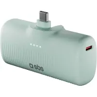 SBS EcoPower 5000 mAh 10W Powerbank med inbyggd USB-C-port - Grön