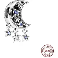 FOXANRY Jewelry Passar Pandora Original Armband Sterling Kameleon Stjärna Måne Berlocker Sköldpadda Blå Ögon Pärlor DIY Smycken Halloween Gåva