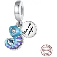 FOXANRY Jewelry Passar Pandora Original Armband Sterling Kameleon Stjärna Måne Berlocker Sköldpadda Blå Ögon Pärlor DIY Smycken Halloween Gåva