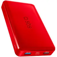SBS snabbopladende powerbank. 10 000 mAh. Rød