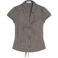 Bershka Blus khaki / vit