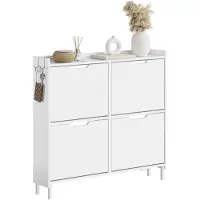 SoBuy Skohyll vit 100x19x93 cm 4 dörrar