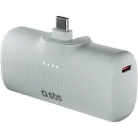 SBS EcoPower 5000 mAh 10W Powerbank med inbyggd USB-C-port - Grå