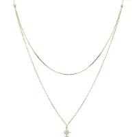 Luxenter lialt-halsband i 925 sterlingsilver och glänsande 18K guldpläterad kubisk zirkonia