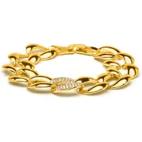 Luxenter Bráisléad zirconia le gearradh breacnaithe le bailchríoch óir bhuí 18k - Shinthi