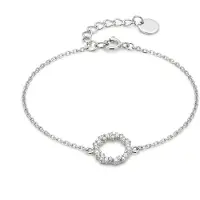 Luxenter thilak-armband i 925 sterling silver och glänsande zirkonia med rodiumpläterad yta