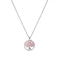 Luxenter budleia halsband i metallegering och rosenkvarts, rodiumpläterad finish