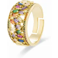 Luxenter ring med multicolor zirkonia i 18K guld - Fabeu