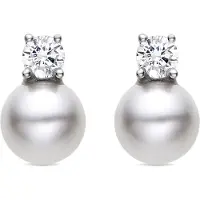 Luxenter 925 Sterling Silver örhängen med rodiumpläterad vit pärla - Sikon
