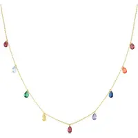 Luxenter Lukza-halsband i 925 sterlingsilver och flerfärgade zirkonia med 18k gul guldplätering
