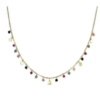 Luxenter natsad-halsband i 925 sterlingsilver och 18K guldpläterad flerfärgad kristall
