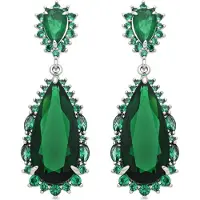 Luxenter Emerald Zirconia Miotal Alloy Earrings Róidiam Bailchríoch - Cakrolm