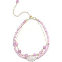 Luxenter ekhao armband i metallegering och rosa turmalin 18K guldpläterad finish