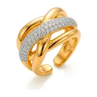 Luxenter Fáinne zirconia le gearradh den scoth le bailchríoch óir bhuí 18k - Gola