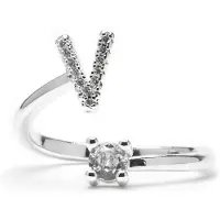 Luxenter Ring 'Alphabet V' silver