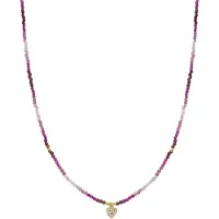 Luxenter halsband i 925 Sterling Silver och rosenkristall med 18k gult guld - Hjärta