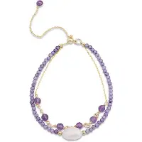Luxenter ekhao armband i metallegering och ametist zirkonia 18K guldpläterad finish
