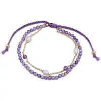 Luxenter athat armband i metallegering och ametist zirkonia 18K guldpläterad finish