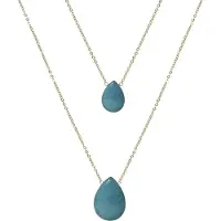 Luxenter abelia-halsband av metallegering och blå agat 18K guldpläterad finish