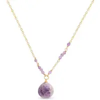Luxenter zoqoyi-halsband i metallegering och naturlig ametist 18K guldpläterad finish