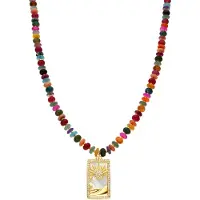 Luxenter Muince de Airgead Steirling 925 agus Agaid Il-dathach le bailchríoch óir bhuí 18k - Laha