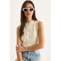 Bianco Halvpolokrage Stickad Blus