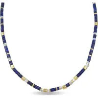 Luxenter Sterling Silver 925 halsband med Natural Lapis Lazuli i 18K gult guld - Ihun