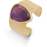 Luxenter sheak ring i metallegering och naturlig ametist, 18K guldpläterad yta