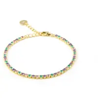 Luxenter 925 sterling silverarmband med flerfärgade zirkoner i 18K gult guld - Tahu