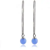 Luxenter yedia örhängen i 925 sterling silver och akvamarinblå hydrotermisk kvarts rodiumpläterad finish