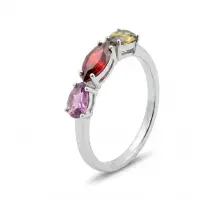 Luxenter Fáinne i gCóimhiotal Miotail agus Zirconia Multicolor críochnaithe i Róidiam - Prazma