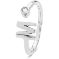 Luxenter Ring - - Alfabet - Sterling Silver 925 - Glänsande Zirkonia - Rodiumpläterad Finish Taille unique