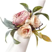 Semoic Simulerad Blomma Servettring Rose Blomma Servettring Tygkonst Västerländsk Middagsservettknapp