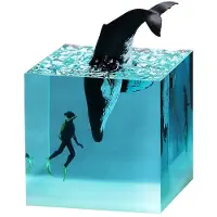 Semoic D-Marine Resin Whale Puckelback Whale Diver Fyrkant Ornament Hem FöDelsedagspresentprydnad