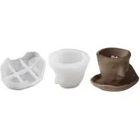 Semoic 3D-Koppform Abstrakt Ansikte Kaffekopp MöGel Blomkruka VäXter Cement Vas Harts Silikonform Handgjord Ljuskoppform