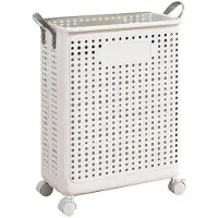 ISTOVO Hushållsfällbar Smutsig Tvättkorg Badrumstvättkorg med Remskiva 37,7x22x50cm
