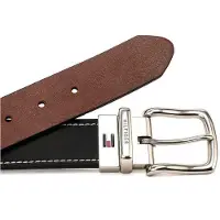 Tommy Hilfiger Men's Reversible Leather Belt - Casual for Mens Jeans med dubbelsidig rem och Silver Buckle Navy 36