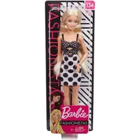 Barbie Fashionistas Docka med Långt Blont Hår i Prickig Klänning och Tillbehör, för 3 till 8 År