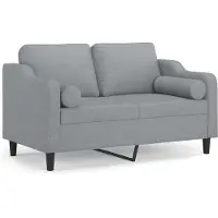 vidaXL 2-sits soffa med prydnadskuddar ljusgrå 120 cm tyg