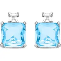 Luxenter 925 sterling silverörhängen med rodiumpläterade zirkoner av akvamarin - Bashu